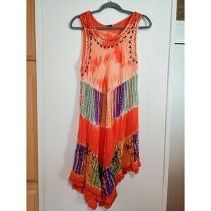 Boho Tie-Dye Dress 100% Viscose Free Size – Sea of Galilee Handmade Style Summer